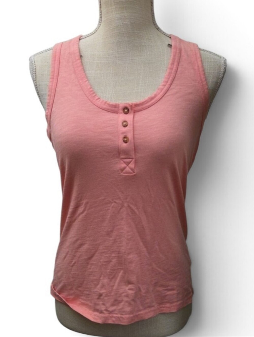 New Time and Tru White and Coral Tank Tops with Button Front - Picture 3 of 3